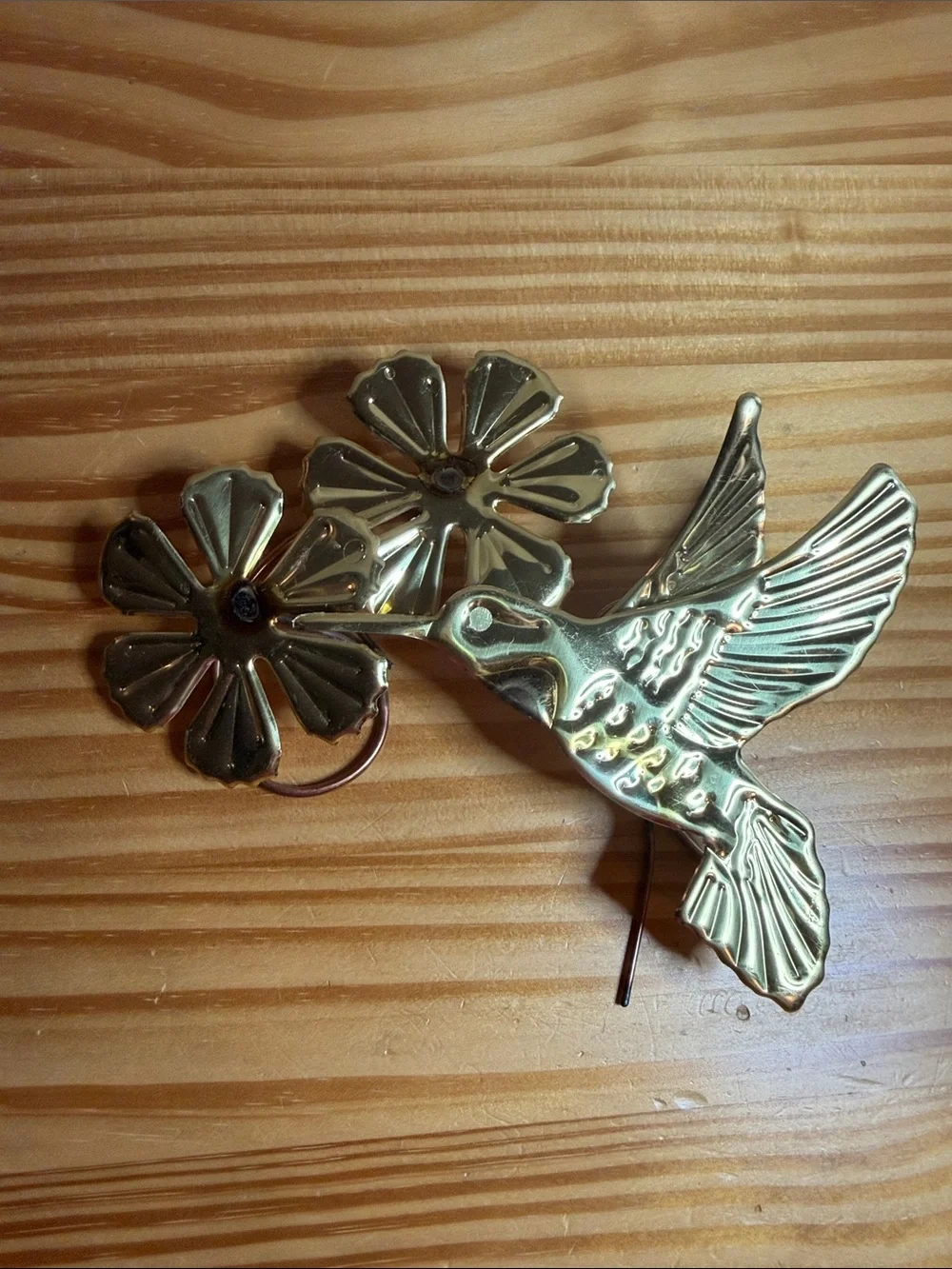Vintage Homco Brass Hummingbird Wall Decor Set of 4